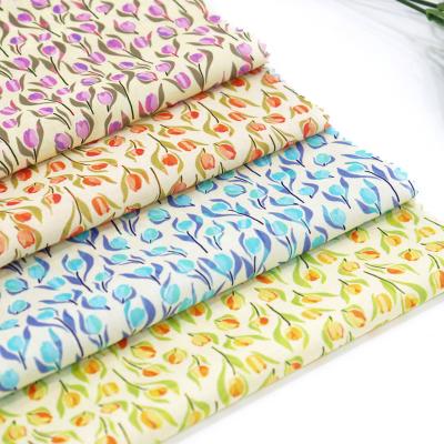 China Organic Custom Spring Tulip Flowers Patterns Design Organic printed cotton fabrics for dress and t-shirt for sale