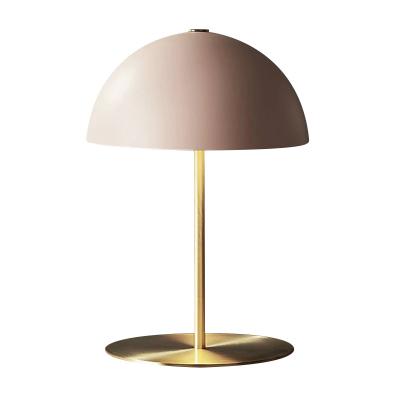 China Modern Post Modern Copper Metal Table Light Pink Mushroom Bedside Bedroom Blue White For Luxury Hotel for sale