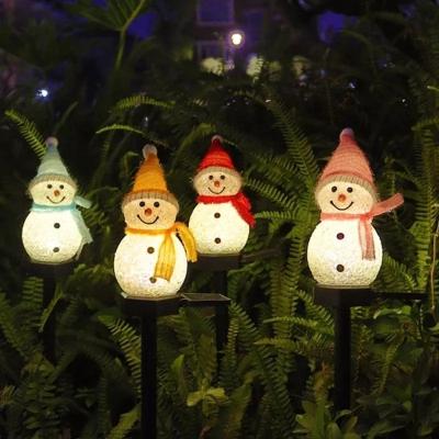 China Outdoor Waterproof Blow Mold Plastic PS PP Christmas Decorations Led Solar Powered Cute Snowman Light Pathway Garden Stake Lights for sale