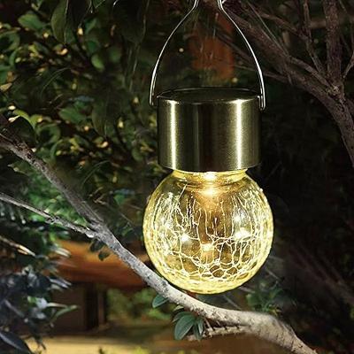 China Solar Powered Garden Lights Ball Lamp Outdoor Color Changing Crystal Cracked Glass Solar Hanging Light Lights for sale