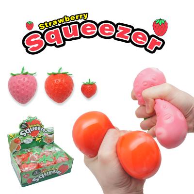 China 2022 Hot Selling Soft Toy Water Pearl and Gel Fills Strawberry Squishy Stress Balls Wiggle Toys Kids Early Education Baby Toys for sale