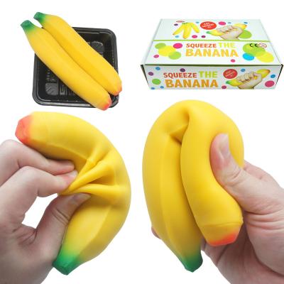 China relaxation & Teaching Aid Jumbo Banana Filled Model With Sand Fruit Toys TPR Relax Squishy Super Cute Banana Squishy Toy for sale