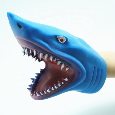 China Animal Thermoplastic Soft Rubber Realistic Shark Hand Puppet Shark Hand Puppet Sea Puppets Main Toys For Kids Shark Role Play Toy Latex for sale