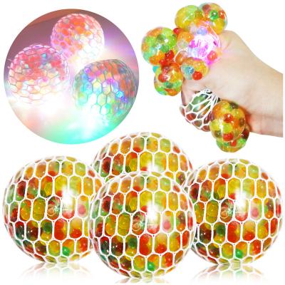 China Glitter 4 PCs Mesh Stress Balls Glitter, Squishy Balls with Water Beads and Glitter, Anti Stress Squeeze Grape Balls Toys for Kids for sale