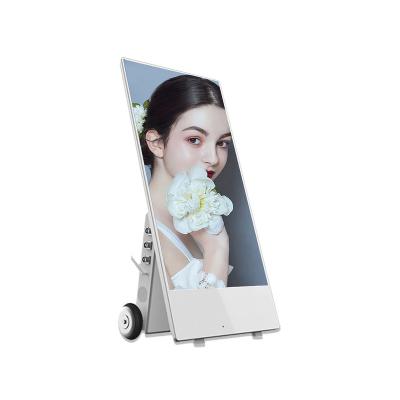 China 55 Inch Digital Totem Capacitive Free Standing (Optional) Portable Battery On Board Display Poster Touch for sale