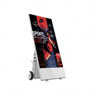 China 55 Inch Android Digital Portable Smart Sign Screen Poster (Optional) Mobile Capacitive Touch Totem Kiosk for sale