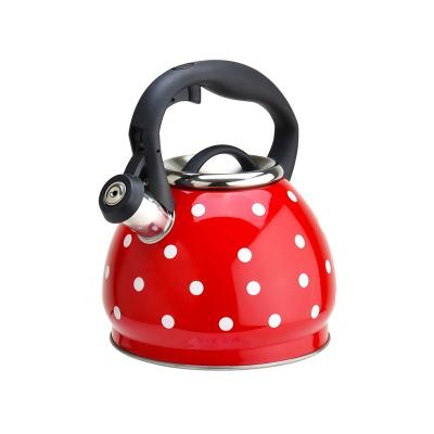 China Sustainable Wholesale 3L Red Color Water Kettle Stainless Steel Whistling Kettle With With Dots for sale