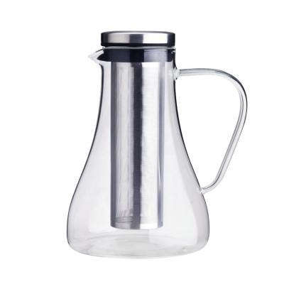 China Minimalist Cold Brew Coffee Maker Iced Tea Pitcher Infuser with Airtight Lid and Thick High Borosilicate Glass Carafe for sale