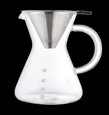 China Viable Pour Coffee Maker with Double-Layer 18/8 Stainless Steel Filter Borosilicate Glass Carafe 400ml Coffee Brewer for sale