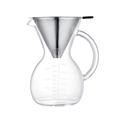 China Viable Pour Over Coffee Maker With 18/8 Stainless Steel Filter 1000ML for sale