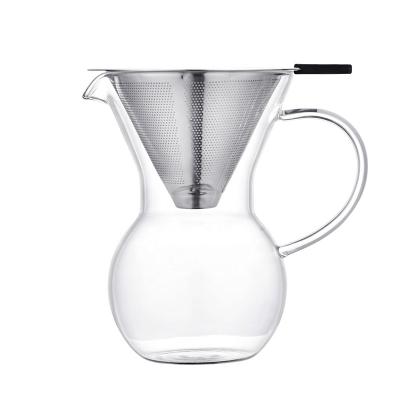 China Viable Pour Over Coffee Maker Set With Borosilicate Glass And 18/8 Stainless Steel Filter 200ML for sale