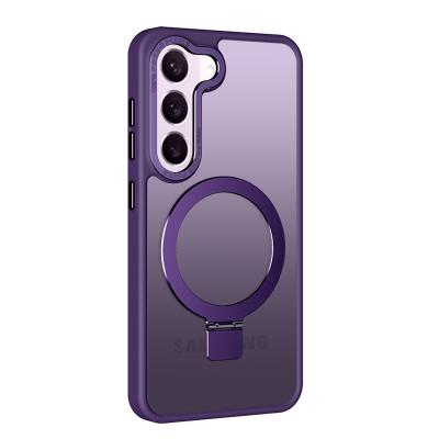 China New ILUSEN Fashionable Shockproof Metal PC Ring Stand Design With Magnetic Feature Phone Frosted Charging Case For Samsung S23 for sale