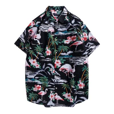 China Anti-pilling 2021 New Button Men Color Modern Casual Short Sleeve Printed Shirt for sale