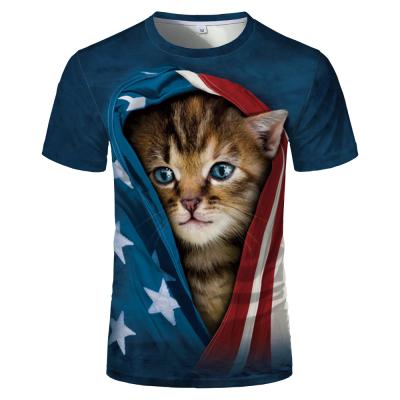 China Factory Direct Sales Friend Vintage T-shirt Anti-pilling Custom Printed Graffiti Cat Fancy Cute T-shirt for sale