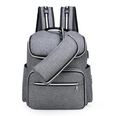 China Hot Selling Custom Multifunctional Backpack Designer Diaper Bag 2pcs Baby Backpack Sets for sale