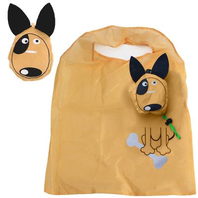 China Lovely Fashion Polyester Cute Grocery Folding Dog Yellow Beige Shopping Bag for sale