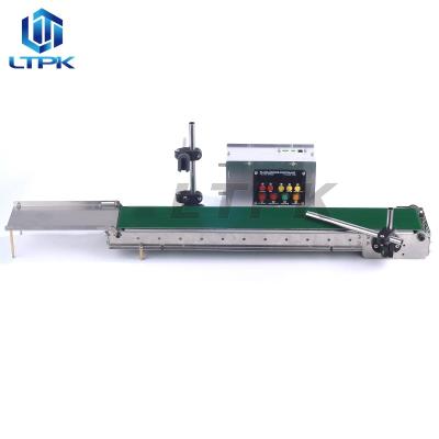 China LT-S1500CW semi-automatic food water oil liquid filling machine with conveyor belt for sale