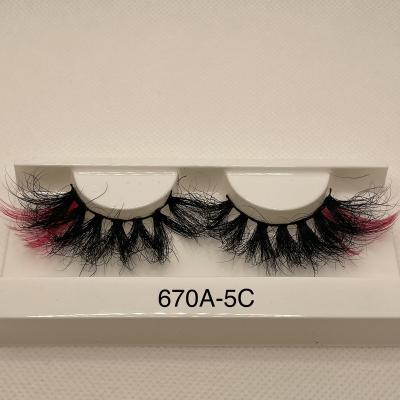 China Colored Fluffy/3d Effect Lashes/Colorful Stripe Color Private Label Mink Eyelashes True 3d Mink Eyelashes 25mm Wholesale Dense Mink Lashes for sale