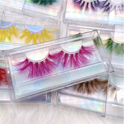 China Long Natural New Arrival Colored Eyelash Full Strip Color Volume Lashes 3D Real Mink Fur Color Eyelashes for sale