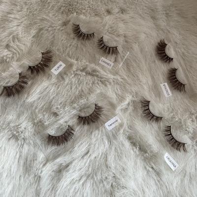 China Strip 25mm Long Brown Color Mink Russian Lashes Super Soft Eyelash 3D Seller Natural Wholesale Dramatic Volume Lashes for sale