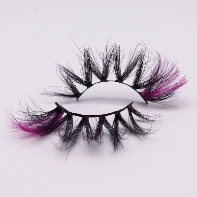 China Wholesale Natural 25mm Soft False Eyelashes Mink Fluffy Eye Lash Color End Strip Colored Makeup Cosplay Eyelash for sale