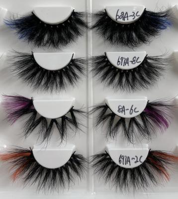 China Wholesale Natural Soft Full Strip Lashes Fluffy Mix Colored Mink Custom Eyelash 3d 5d Mink Eyelashes 25mm Box Packaging Boxes for sale