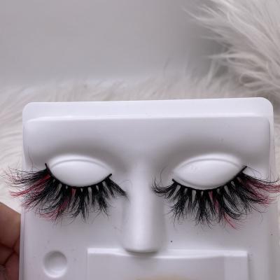 China Natural Soft 45C Black With Red Eyelash 25mm 3D Mink Eyelashes Hot Selling Siberian Dramatic Real Mink Eyelashes for sale