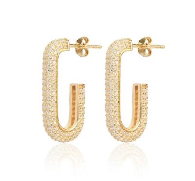 China Classic Charming Elegant Letter C Earring Gold Plated 925 Sterling Silver Cubic Zirconia Alphabet Earring For Women for sale