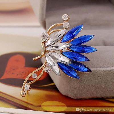 China Elegant Charming Yellow Gold Plated Korean Glitter S925 Butterfly Climber Multicolor Crystal Silver Cuff Earrings For Women Girl Jewelry for sale