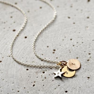 China FASHIONABLE Tone 3 Moon 925 Sterling Silver Personalized Dainty Sun and Star Necklace Mix Plated Jewelry For Women for sale