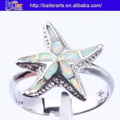 China Hot Gemstone Opal Series! Custom 925 Sterling Silver Fire Opal Starfish Ring Starfish Shaped Ring for sale