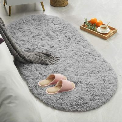 China Washable Oval Fluffy Ultra Soft Area Rugs For Bedroom Kids Room Bedside Nursery Mats Plush Shaggy Carpet for sale