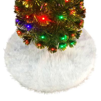 China Polyester White Winter Faux Fur Plush Christmas Tree Large Mat Tree Skirt for sale