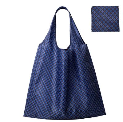 China Japan Large Storage Folding Foldable Shopping Bag, Customizable Logo 210d Polyester Shoulder Bag Creative Eco-friendly Grocery for sale