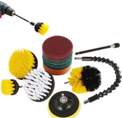 China 13 Pieces Viable Border Yellow Electric Drill Cleaning Brush, Floor and Wall Scaling Cleaning and Polishing Electric Drill Brush for sale