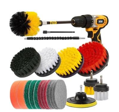 China Amazon Viable Hot Sale Set 21 Piece Electric Drill Brush Scrubbing Pad Polishing and Cleaning Electric Drill Brush for sale