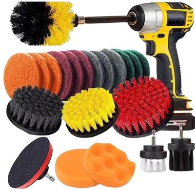 China 22 Pieces Electric Drill Workable Border Brush Set, Bathroom Floor Dusting Cleaning Car Wheel Polishing Electric Drill Brush for sale