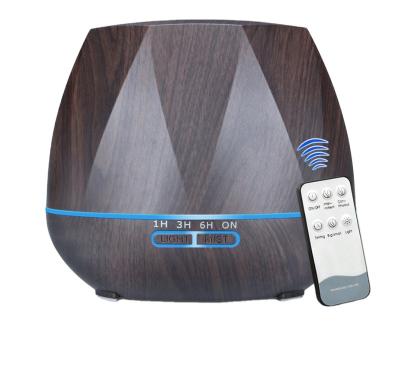 China Car Rhombus Wood Grain Aroma Diffuser 550ML Large Capacity Humidifier Household Octagonal Remote Control Ultrasonic Air Purifier for sale