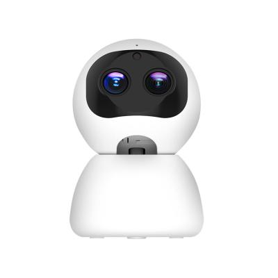 China Interesting Indoor 4MP Camera Double Lens Built-in Siren IP Camera Mini PTZ Wifi 30M IR Distance Wireless for sale