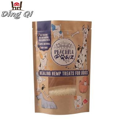 China High Quality Moisture Proof Dog Food Kraft Paper Bag With Resealable Zipper And Window for sale