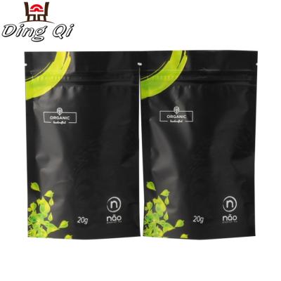 China Small Cheap Plastic Moisture Proof Matte Black Tea Bag Packaging With Zipper Top for sale