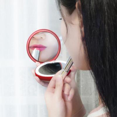 China Factory price lighted makeup protable led mirror with light vanity mirror with lights led handheld pocket mirror for sale