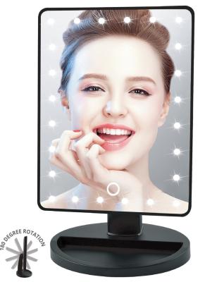 China Factory Price High Quality Lighted With 24Pcs LED 180 Degree Free Rotate With 10X Magnifying Round Mirror Makeup Mirror With Lights for sale