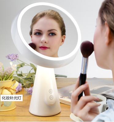 China New 2021 factory price lighted multifunctional lamp makeup mirror plastic 180 degree free rotation with lights for sale