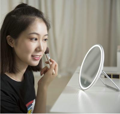 China Lit 2021 Trending Products Koren Style Plastic Touch Switch Portable USB Makeup Filling Mirror With Lights for sale