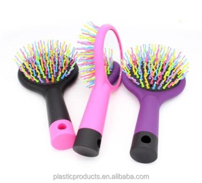 China Korea Compact Style New Product Rainbow Volume S Plastic Hair Brush With Mirror for sale