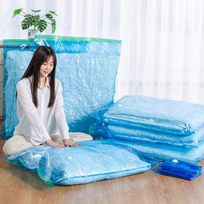 China Contemporary Flat Toolless Vacuum Storage Bag Space Saver For Comforters Clothes Pillows Blue for sale