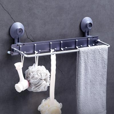 China Durable Luxurious Bathroom Accessories Aluminum Alloy Tower Bar With Suction Cups Towel Pendant Rod Storage Racks for sale