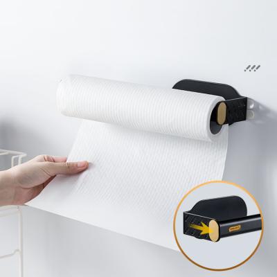 China Household Bathroom Accessories Wall Mount Black Stainless Steel Toilet Roll Holder Kitchen Towel Sustainable Paper Holders for sale