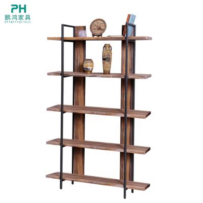 China Household Adjustable Iron Book Shelf Wood Frame Shelf Industrial (Height) Rack Shelf Office Furniture Display for sale